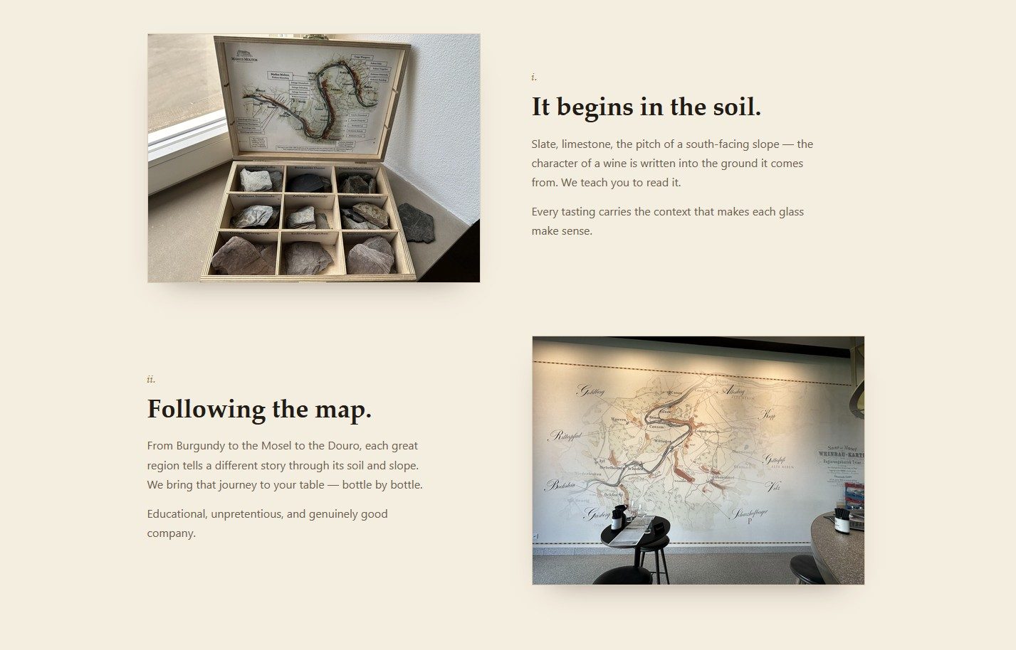 A variant of the Terroir design direction for Vin de Vin with a different hero photograph